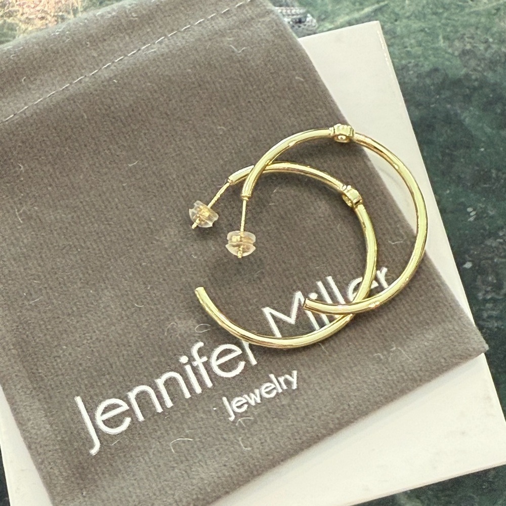 Jennifer Miller NIB Bezel Cut Yellow Gold Plated Earrings - Picture 6 of 7